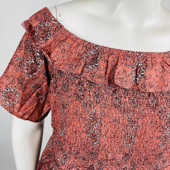 New Maurices Womans Sz 4X Plus Texas Rose Medallion Smocked Off The Shoulder NWT - Picture 3 of 7